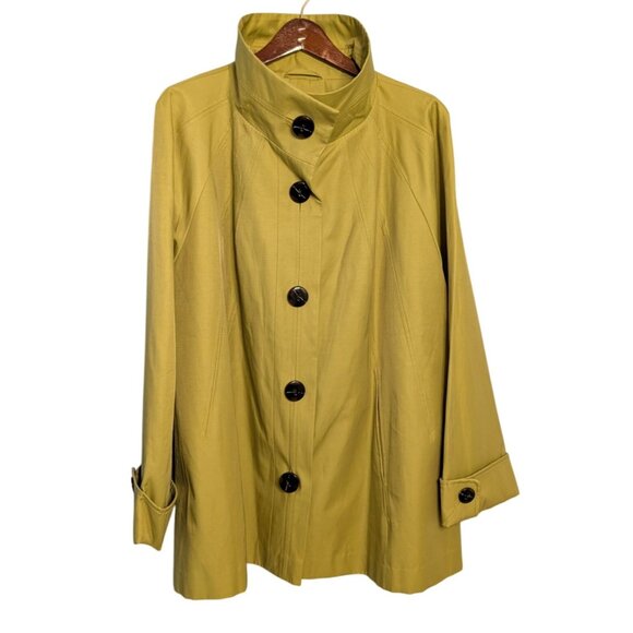 Gallery Womens Swing A-Line Coat Chartreuse 3X lined Button winter - Picture 5 of 13